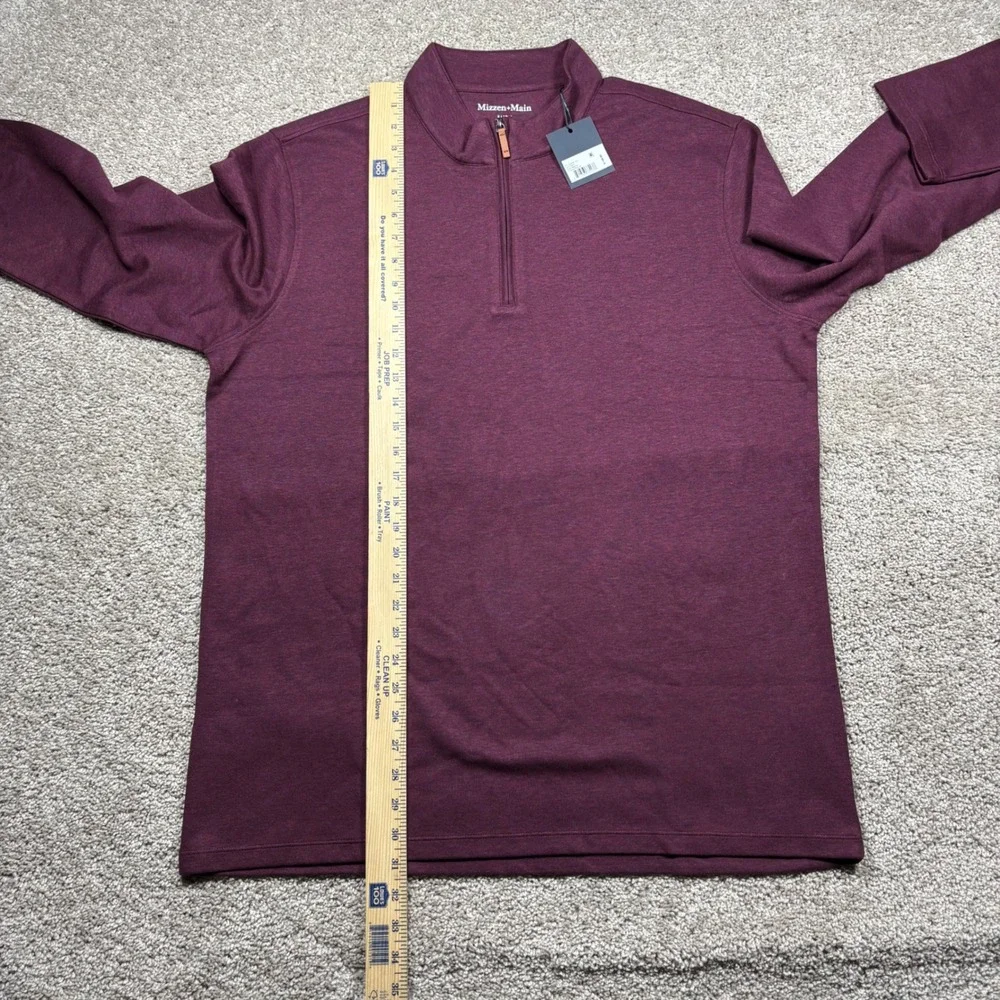 Mizzen+Main Mens KPI Quarter Zip Pullover Wine Heather XL 1PO-2048 NWT